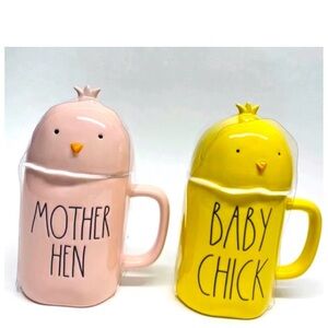 NEW Rae Dunn Mother Hen and Baby Chick Mug Set 🐥
